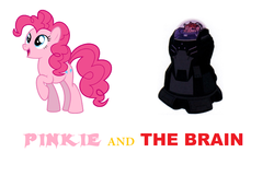 Size: 1568x1008 | Tagged: safe, pinkie pie, g4, dc comics, pink text, pinky and the brain, pun, reference, teen titans, the brain (dc), young justice