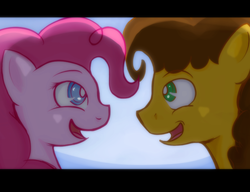 Size: 817x627 | Tagged: safe, artist:vannamelon, cheese sandwich, pinkie pie, earth pony, pony, g4, female, looking at each other, male, pac-man eyes, ship:cheesepie, shipping, straight