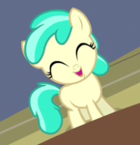 Size: 200x207 | Tagged: safe, screencap, mint flower, pony, for whom the sweetie belle toils, g4, season 4, 5-year-old, cute, filly, foal, laughing