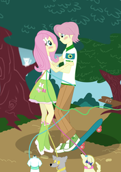Size: 2480x3508 | Tagged: safe, artist:pgsoniapl, bon bon, derpy hooves, fluttershy, lyra heartstrings, sweetie drops, dog, equestria girls, g4, 101 dalmatians, anita radcliffe, blushing, butterscotch, clothes, equestria guys, female, high res, joy (inside out), male, pedita, pongo, roger radcliffe, rule 63, self ponidox, selfcest, ship:flutterscotch, shipping, skateboard, skirt, straight, super dog, tank top