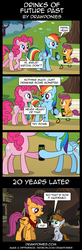 Size: 850x2599 | Tagged: safe, artist:drawponies, pinkie pie, rainbow dash, scootaloo, oc, oc:littlepip, earth pony, pegasus, pony, unicorn, fallout equestria, g4, bad future, bandana, blank flank, comic, crossover, dirty, energy drink, fanfic, fanfic art, female, filly, filly littlepip, foal, future, hooves, horn, mare, monster energy, mud, older, older scootaloo, open mouth, ponyville, post-apocalyptic, ruins, sitting, standing, tree, wings, xk-class end-of-the-world scenario, you fool, younger