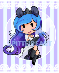 Size: 843x1050 | Tagged: safe, artist:spittfireart, princess luna, human, g4, chibi, cute, eared humanization, female, humanized, obtrusive watermark, solo, teacup, watermark