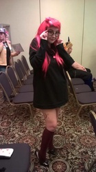 Size: 539x960 | Tagged: safe, artist:lochlan o'neil, moondancer, human, g4, clothes, cosplay, crystal mountain pony con, glasses, high heels, irl, irl human, photo, shoes, socks