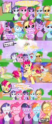 Size: 1714x4096 | Tagged: safe, artist:awesomepiefive, applejack, fluttershy, pinkie pie, rainbow dash, rarity, twilight sparkle, zephyr breeze, oc, dog, earth pony, pegasus, pony, pug, shark, unicorn, flutter brutter, g4, 2015, :<, :i, :o, :x, blushing, comic, d:, eye beams, fluttershy's brother (fanon), harsher in hindsight, hilarious in hindsight, jossed, mane six, oh no he's hot, puppy, spongebob squarepants, squilliam returns, whistle, wide eyes