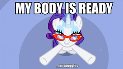 Size: 960x540 | Tagged: safe, edit, edited screencap, screencap, rarity, g4, female, image macro, imma snuggle you, meme, my body is ready, solo