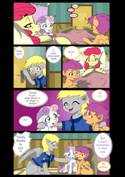 Size: 1600x2262 | Tagged: safe, artist:jeremy3, apple bloom, derpy hooves, scootaloo, sweetie belle, pegasus, pony, comic:quest for apple bloom, g4, comic, cutie mark crusaders, female, hospital, iv drip, mailmare, mare