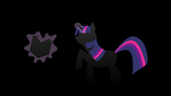 Size: 3840x2160 | Tagged: safe, artist:klaxa, twilight sparkle, pony, unicorn, g4, black background, book, female, glowing horn, high res, hooves, horn, levitation, magic, mare, missing cutie mark, outline, raised hoof, simple background, solo, telekinesis, wallpaper