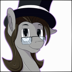 Size: 500x500 | Tagged: safe, artist:tlatophat, oc, oc only, oc:mortimer hooves, pegasus, pony, glasses, hat, looking at you, male, outline, simple background, solo, stallion, top hat, white background