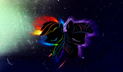 Size: 5100x3000 | Tagged: safe, artist:internationaltck, rainbow dash, twilight sparkle, g4, female, lesbian, ship:twidash, shipping, space, wallpaper