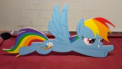 Size: 1024x576 | Tagged: safe, artist:adog0718, rainbow dash, g4, 20% cooler, awesome, craft, customized toy, female, solo, woodwork