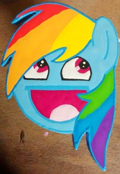 Size: 1864x2700 | Tagged: safe, artist:adog0718, rainbow dash, g4, awesome face, craft, customized toy, female, funny, meme, solo, woodwork