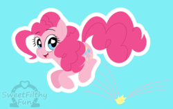 Size: 1385x878 | Tagged: safe, artist:dativyrose, pinkie pie, earth pony, pony, g4, bouncing, female, happy, smiling, solo