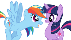 Size: 1896x1067 | Tagged: safe, artist:spellboundcanvas, rainbow dash, twilight sparkle, g4, cute, simple background, transparent background, vector