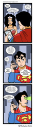 Size: 600x2143 | Tagged: safe, artist:neodusk, barely pony related, batman, cellphone, comic, phone, superman, wonder woman, x-ray vision
