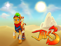 Size: 4606x3425 | Tagged: safe, artist:chieko-san, daxter, desert, goggles, jak, jak 3, jak and daxter, ottsel, ponified, video game