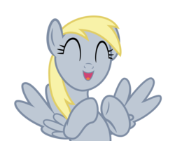 Size: 4000x3211 | Tagged: safe, artist:ivacatherianoid, derpy hooves, pegasus, pony, g4, slice of life (episode), ^^, clapping, cute, derpabetes, eyes closed, female, mare, open mouth, simple background, smiling, solo, transparent background, vector