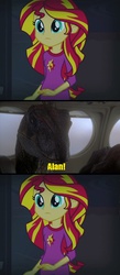 Size: 450x1036 | Tagged: safe, sunset shimmer, velociraptor, equestria girls, g4, alan!, exploitable meme, jurassic park, jurassic park 3, meme, nostalgia critic, subversion, subverted meme, sunset screamer