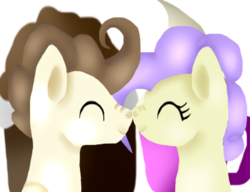 Size: 425x327 | Tagged: safe, artist:sabrina-tellijohn, cream puff, pound cake, earth pony, pegasus, pony, g4, ^^, boop, duo, eyes closed, female, male, nose wrinkle, noseboop, older, older cream puff, older pound cake, ship:creamcake, shipping, simple background, straight, transparent background