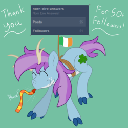 Size: 3000x3000 | Tagged: safe, artist:bigmackintosh, oc, oc only, oc:norn eire, deer, followers, high res, nation ponies, northern ireland, ponified, thank you, tumblr