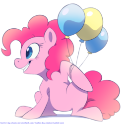 Size: 1000x1000 | Tagged: dead source, safe, artist:dynamo-deepblue, pinkie pie, earth pony, pony, g4, balloon, female, mare, simple background, smiling, solo, white background