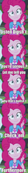 Size: 570x3461 | Tagged: safe, edit, screencap, pinkie pie, equestria girls, friendship games, g4, clothes, female, jacket, looking at you, meme, pinkie's questions meme, shirt, skirt, solo, vest