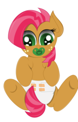 Size: 716x1116 | Tagged: safe, artist:the-crusader-network, babs seed, g4, diaper, foal, pacifier, simple background, solo, transparent background