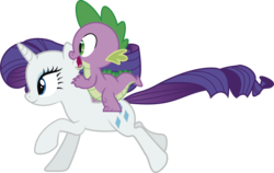 Size: 8049x5084 | Tagged: safe, artist:j5a4, rarity, spike, dragon, pony, unicorn, comic:the rose of life, g4, absurd resolution, dragons riding ponies, duo, female, male, mare, riding, running, simple background, spike riding rarity, transparent background, vector