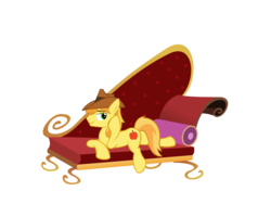 Size: 7000x5251 | Tagged: safe, artist:jaconok, artist:sofunnyguy, braeburn, earth pony, pony, g4, absurd resolution, couch, draw me like one of your french girls, male, simple background, solo, stallion, stupid sexy braeburn, sultry pose, transparent background
