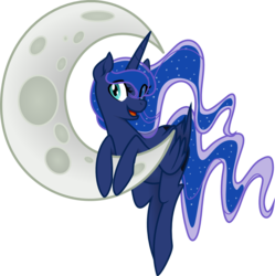 Size: 894x899 | Tagged: safe, artist:glacierclear, artist:sketchy brush, princess luna, g4, collaboration, female, looking at you, moon, open mouth, simple background, solo, tangible heavenly object, transparent background, vector, vector trace