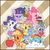 Size: 750x750 | Tagged: safe, artist:assasinmonkey, applejack, derpy hooves, fluttershy, pinkie pie, rainbow dash, rarity, spike, twilight sparkle, pegasus, pony, g4, apple, book, cloud, female, mane seven, mane six, mare, muffin, yarn, yarn ball