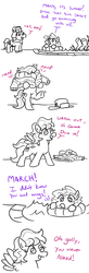 Size: 989x2997 | Tagged: safe, artist:jargon scott, march gustysnows, pegasus, pony, g4, clothes, comic, female, golly, hat, jacket, mare, monochrome, swimming pool, you didn't ask