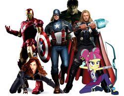 Size: 2094x1620 | Tagged: safe, sour sweet, equestria girls, g4, my little pony equestria girls: friendship games, avengers, black widow (marvel), captain america, iron man, one of these things is not like the others, photoshop, the incredible hulk, thor