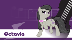 Size: 1921x1080 | Tagged: safe, artist:kooner-cz, artist:lordvurtax, octavia melody, earth pony, pony, g4, cello, female, mare, music notes, musical instrument, shadow, solo, vector, wallpaper