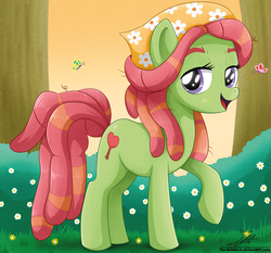 Size: 1871x1742 | Tagged: safe, artist:the-butch-x, tree hugger, butterfly, earth pony, pony, g4, make new friends but keep discord, female, flower, grass, hippie, solo