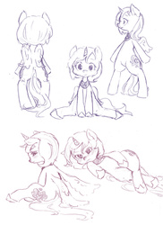 Size: 1280x1762 | Tagged: dead source, safe, artist:kuang-han, princess luna, g4, bipedal, blushing, cute, female, looking at you, looking back, monochrome, sitting, sketch, solo, younger