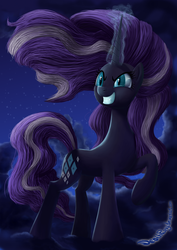 Size: 1414x2000 | Tagged: safe, artist:deathpwny, nightmare rarity, pony, g4, evil smile, female, grin, solo