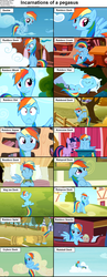 Size: 1282x3304 | Tagged: safe, screencap, rainbow dash, twilight sparkle, pegasus, pony, unicorn, a friend in deed, applebuck season, fall weather friends, g4, griffon the brush off, over a barrel, read it and weep, testing testing 1-2-3, the lost treasure of griffonstone, the mysterious mare do well, angry, awesome, awesome face, blushing, book, caption, compilation, crying, cs captions, cute, dashabetes, duckface, featureless crotch, female, filly, floppy ears, foal, golden oaks library, hay bale, incarnations of, injured, lying down, mare, on back, popcorn, pose, pouting, pun, rainbond dash, rainbow crash, sleeping, squee, tied up, tree, underhoof, unsexy bondage