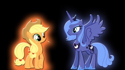 Size: 1920x1080 | Tagged: artist needed, source needed, safe, applejack, princess luna, g4, s1 luna, wallpaper