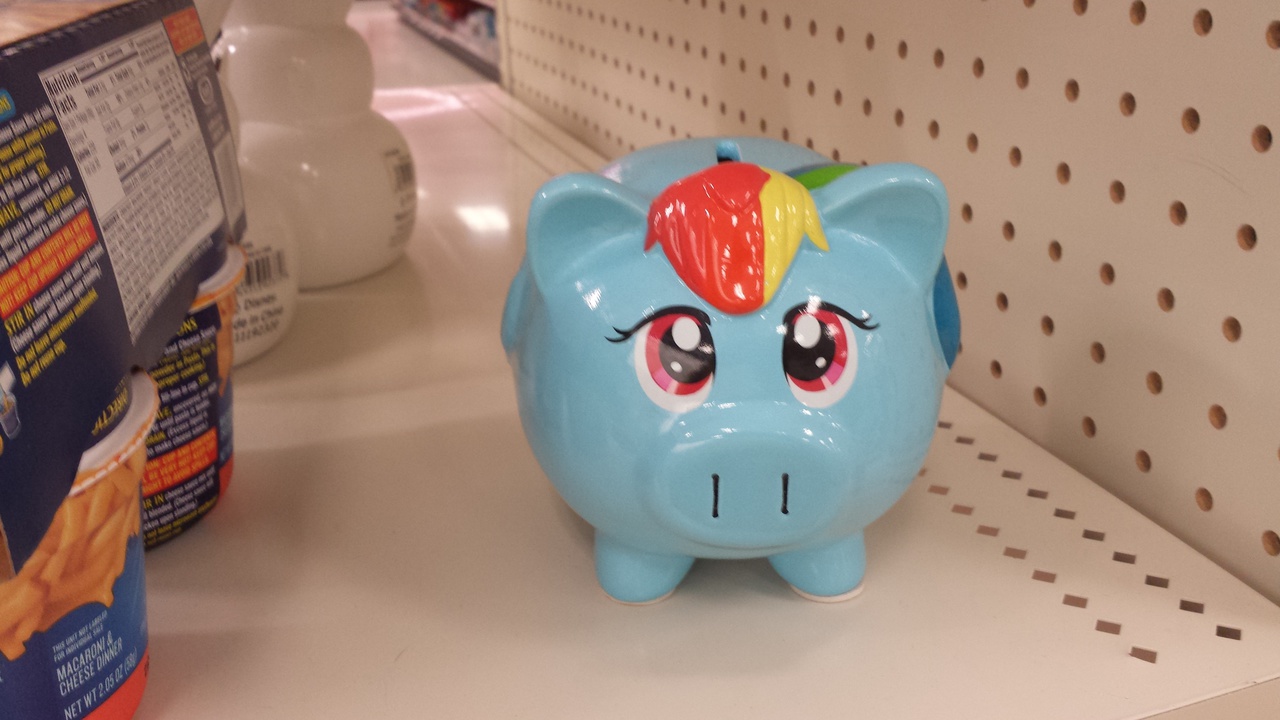 940731 safe, rainbow dash, pig pony, irl, photo, piggy bank