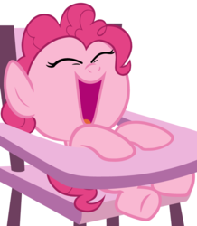 Size: 2704x3104 | Tagged: safe, artist:beavernator, pinkie pie, earth pony, pony, g4, baby, baby pie, baby pony, beavernator is trying to murder us, chair, cute, diapinkes, female, filly, foal, highchair, laughing, solo