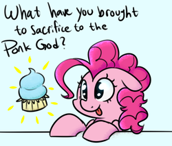 Size: 709x604 | Tagged: safe, artist:notenoughapples, pinkie pie, :p, bust, cupcake, cute, diapinkes, female, floppy ears, ponk, portrait, silly, solo, tongue out