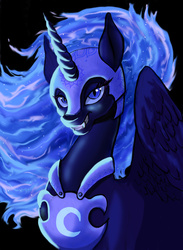 Size: 2126x2908 | Tagged: safe, artist:inverseskies, nightmare moon, g4, female, high res, looking at you, solo