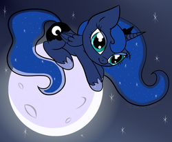 Size: 1270x1048 | Tagged: safe, artist:vampiresuper-sayajin, princess luna, g4, chibi, cute, female, lunabetes, moon, solo, tangible heavenly object