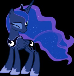 Size: 883x905 | Tagged: artist needed, safe, princess luna, alicorn, pony, g4, black background, cute, female, mare, simple background, smiling, solo, vector, wink