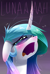 Size: 1181x1748 | Tagged: safe, artist:underpable, princess celestia, pony, g4, blushing, crying, dialogue, female, floppy ears, mare, messy mane, open mouth, sad, solo