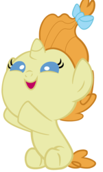 Size: 1800x3000 | Tagged: safe, artist:beavernator, pumpkin cake, pony, g4, baby, baby pony, beavernator is trying to murder us, bow, cute, female, filly, foal, hair bow, open mouth, pumpkinbetes, simple background, sitting, smiling, solo, vector, weapons-grade cute, white background
