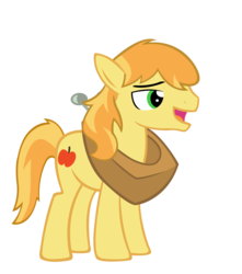 Size: 4000x4521 | Tagged: safe, artist:sofunnyguy, braeburn, earth pony, pony, g4, horse collar, male, missing accessory, simple background, smiling, solo, stallion, transparent background