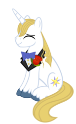 Size: 5100x8300 | Tagged: safe, artist:sofunnyguy, prince blueblood, pony, unicorn, g4, absurd resolution, cute, eyes closed, happy, male, prince bluebetes, rose, simple background, sitting, smiling, solo, stallion, transparent background, vector