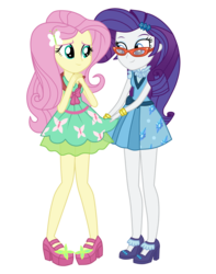 Size: 7000x8900 | Tagged: safe, artist:mixiepie, fluttershy, rarity, equestria girls, g4, my little pony equestria girls: friendship games, absurd resolution, clothes, cute, duo, glasses, glasses rarity, photo, raribetes, rarity's glasses, school spirit, shyabetes, simple background, skirt, transparent background, vector