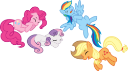 Size: 10869x6000 | Tagged: safe, artist:mactavish1996, artist:salemcat, applejack, pinkie pie, rainbow dash, sweetie belle, g4, absurd resolution, nap, simple background, transparent background, vector